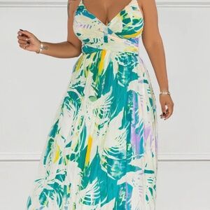 Green and White Maxi Dress